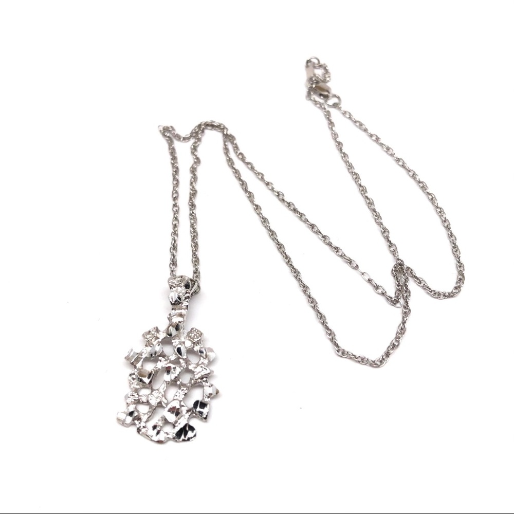Sterling Silver Freeform Nugget Pendant Necklace